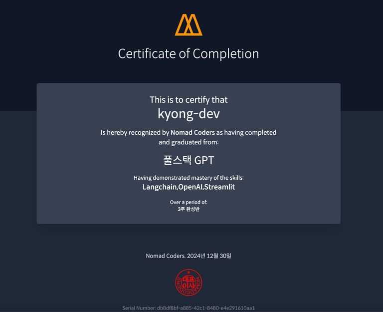 Certificate of Completion Certificate of Completion